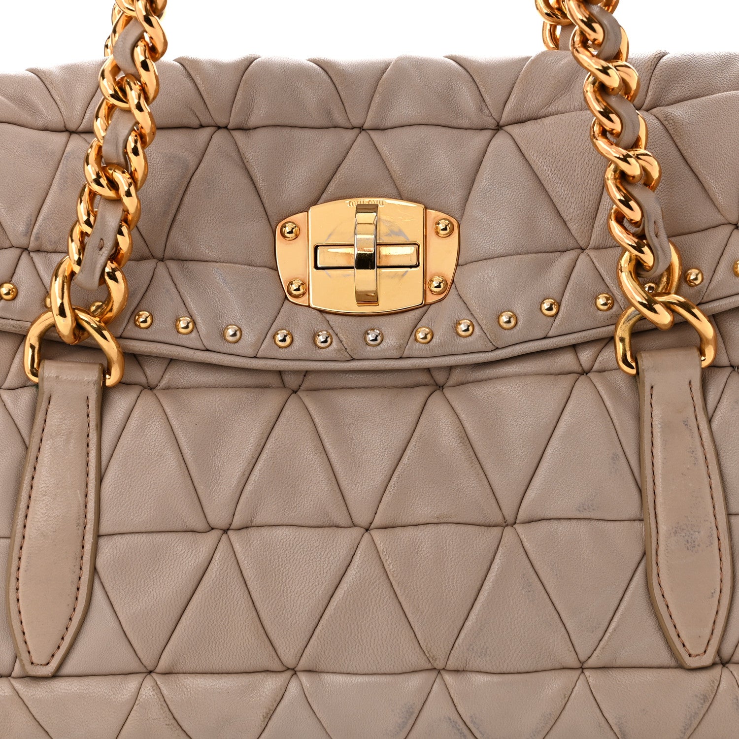 Miu Miu Nappa Quilted Studded Tote Cammeo 7 of 12