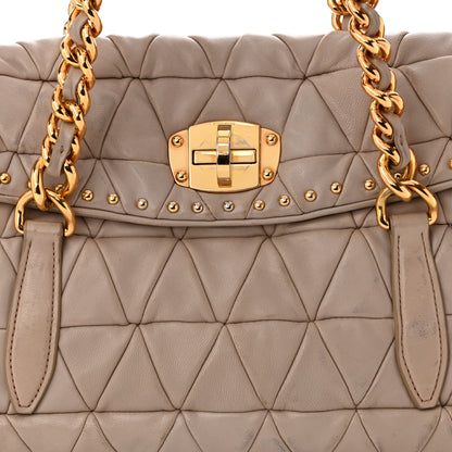 Miu Miu Nappa Quilted Studded Tote Cammeo 7 of 12