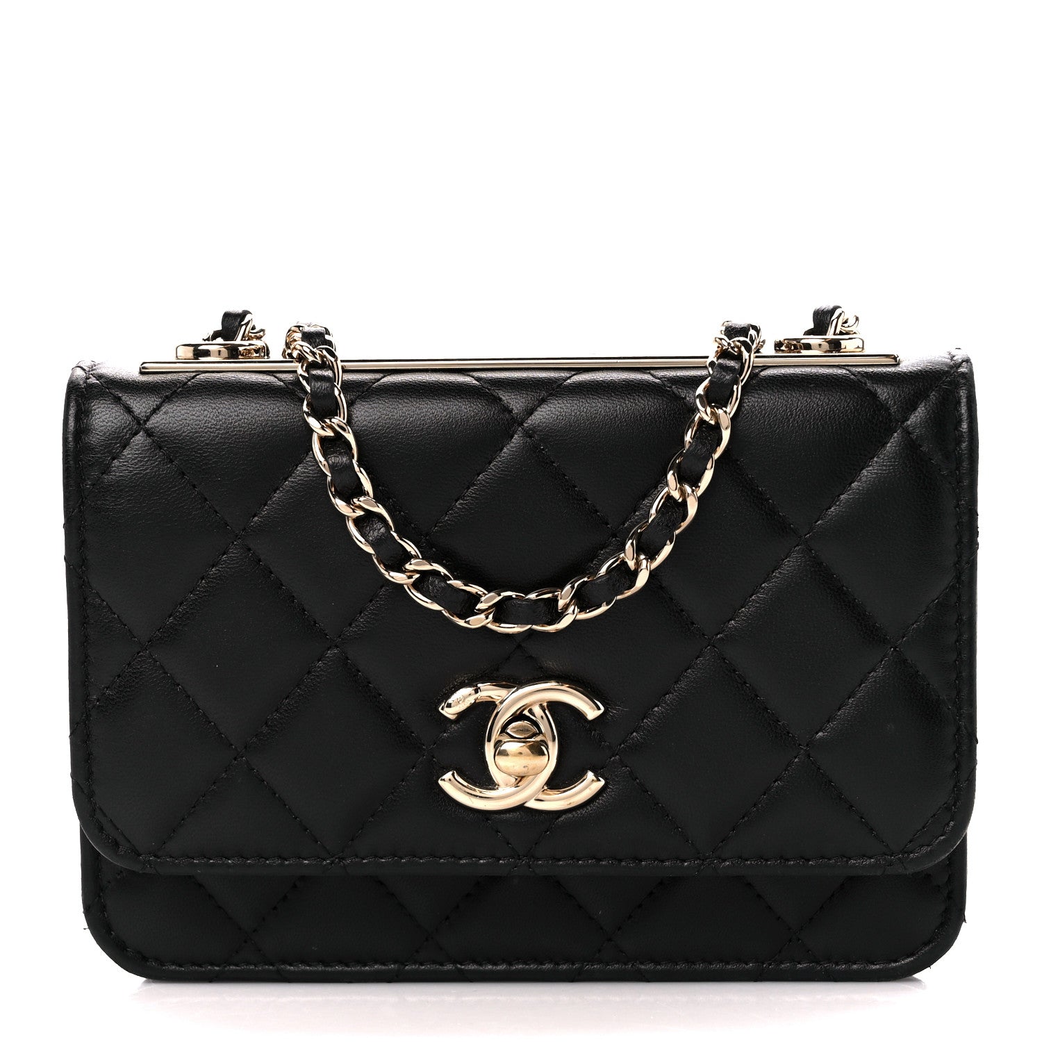 Chanel Lambskin Quilted Mini Trendy CC Wallet On Chain WOC Black 1 of 14