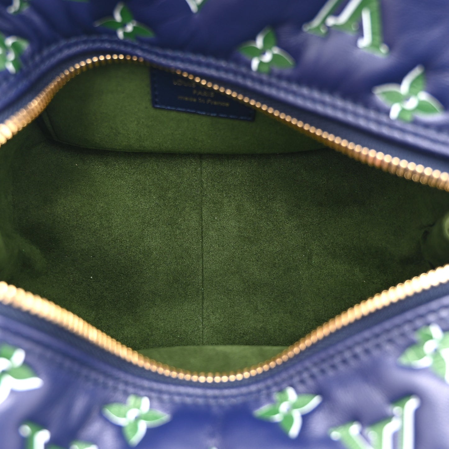 Lambskin Embossed Monogram Square Bag Blue Green