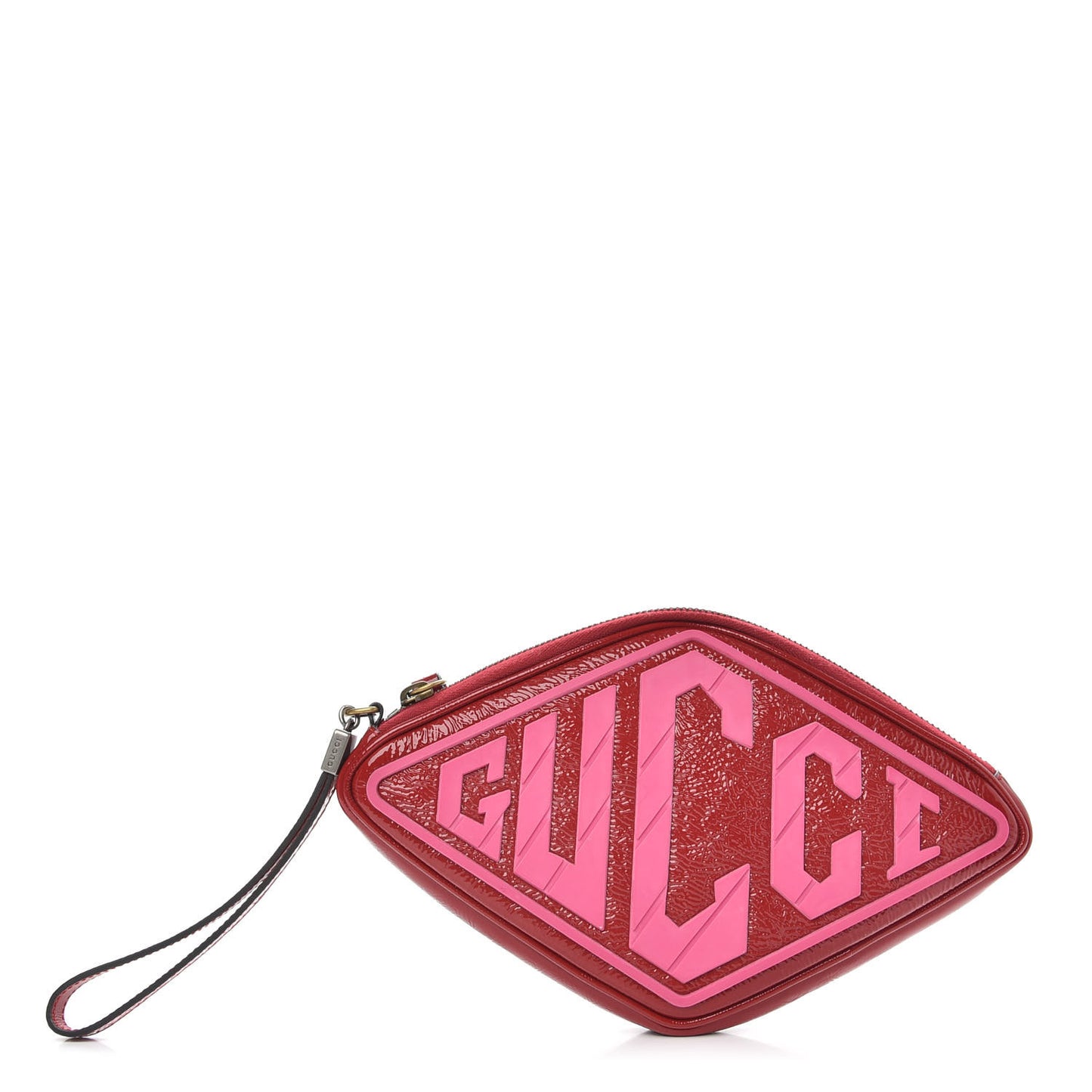 Patent Rubber Game Patch Logo Wrist Bag Hibiscus Red