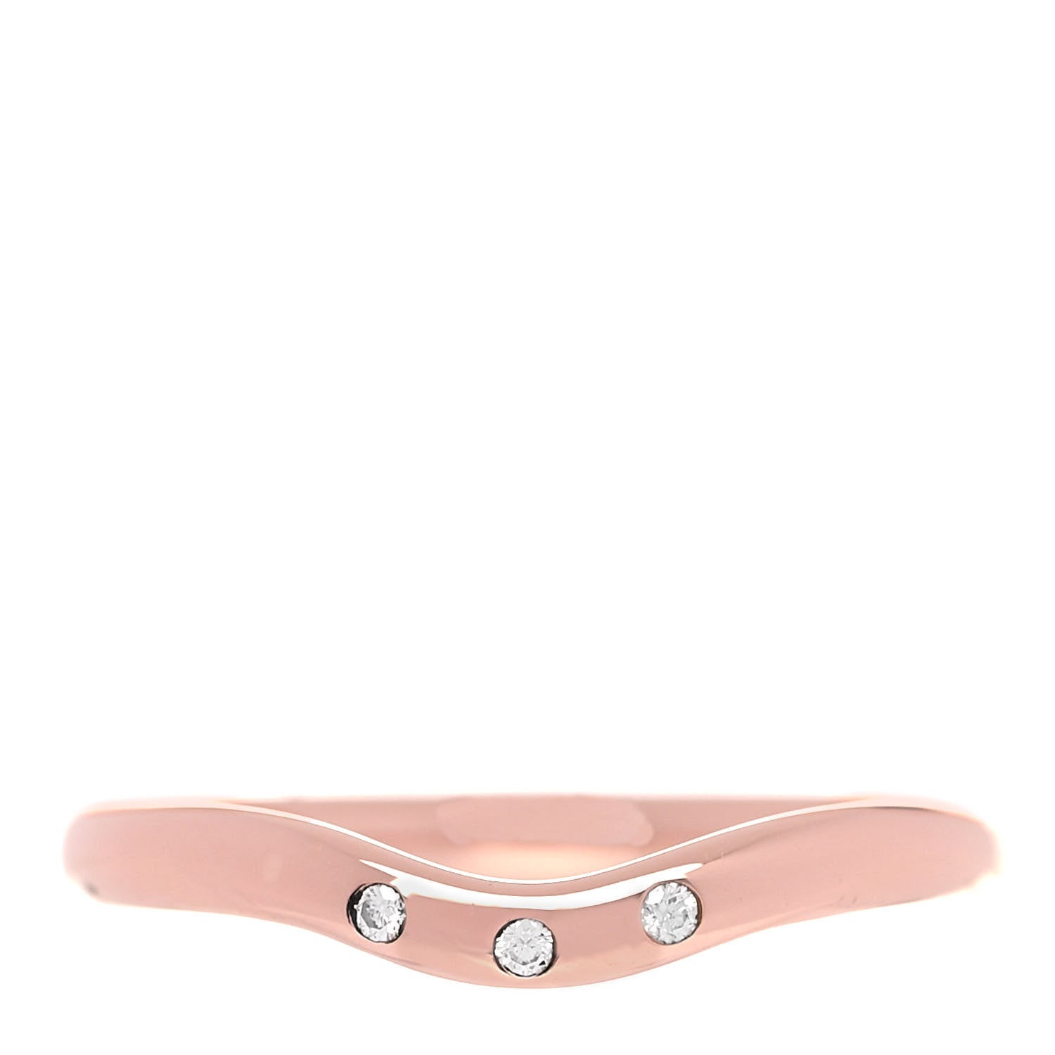 Tiffany 18K Rose Gold Diamond Elsa Peretti Wedding Band Ring 50 5.5 2 of 8