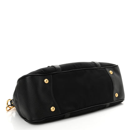 Prada Tessuto Nylon Vitello Daino Shopping Satchel Black 4 of 10