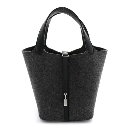 Hermes Feutre Swift Picotin Lock 22 MM Gris Moyen Black 1 of 11