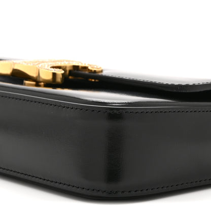 Celine Shiny Calfskin Triomphe Crystals Chain Shoulder Bag Black 12 of 12