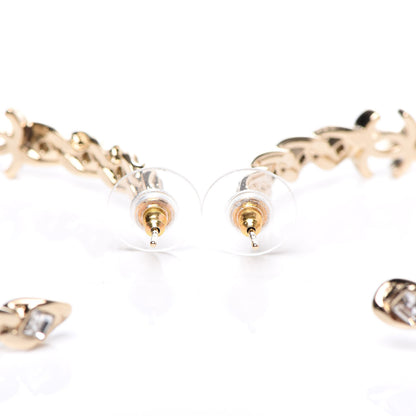 Chanel Crystal CC Hoop Earrings Gold 3 of 7