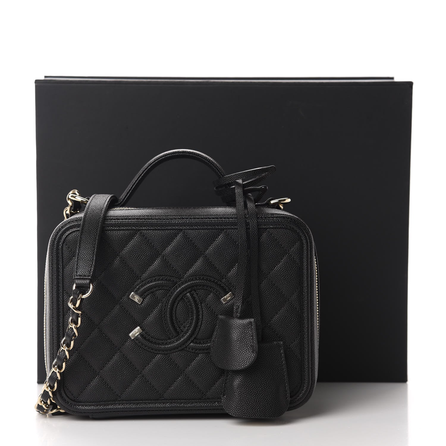 Chanel Caviar Quilted Medium CC Filigree Vanity Case Black 11 of 11