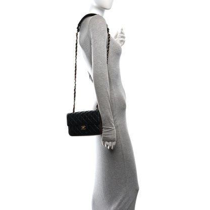 Chanel Calfskin Quilted Small Strap Into Flap Bag Black Burgundy 2 of 10