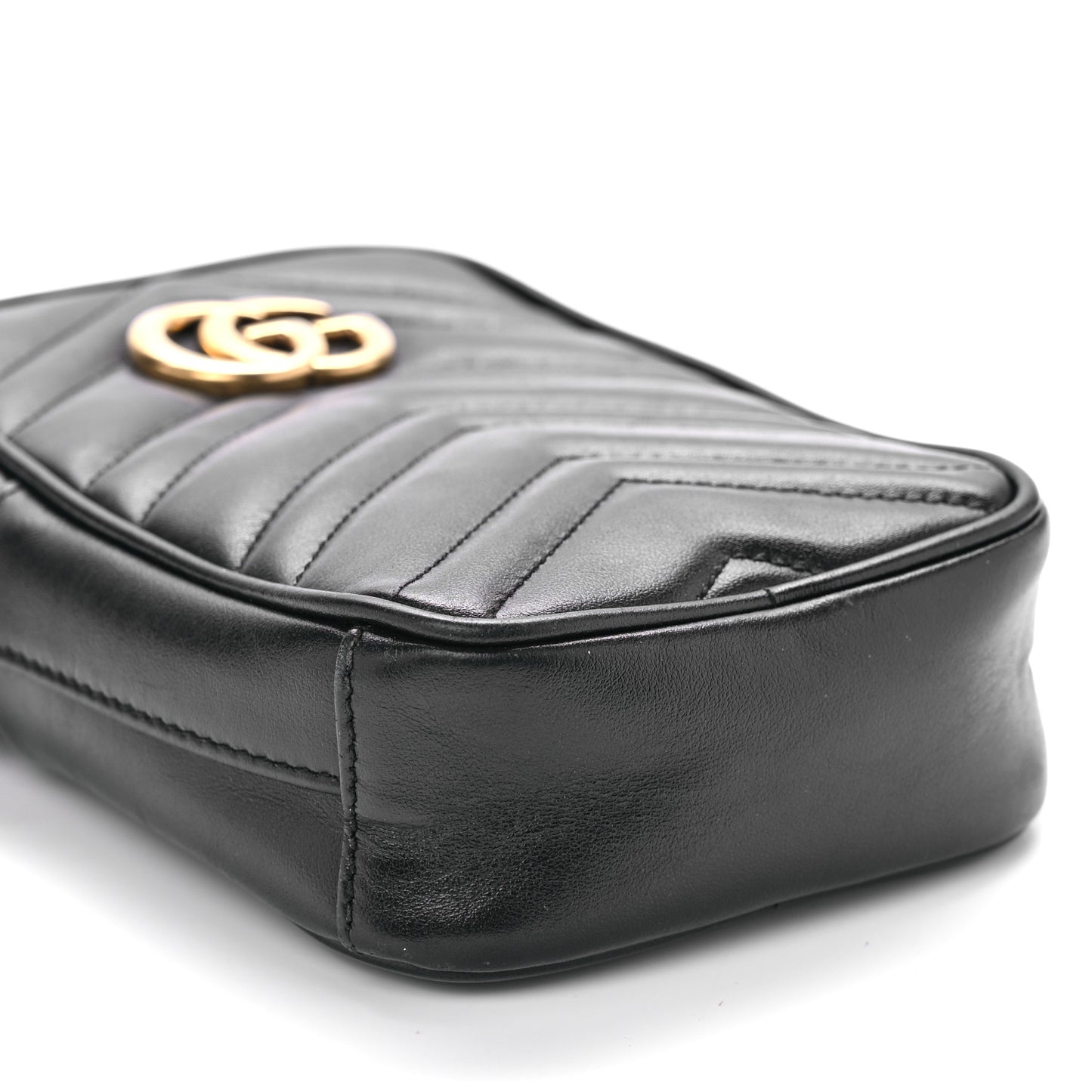 Calfskin Matelasse Mini GG Marmont Crossbody Bag Black