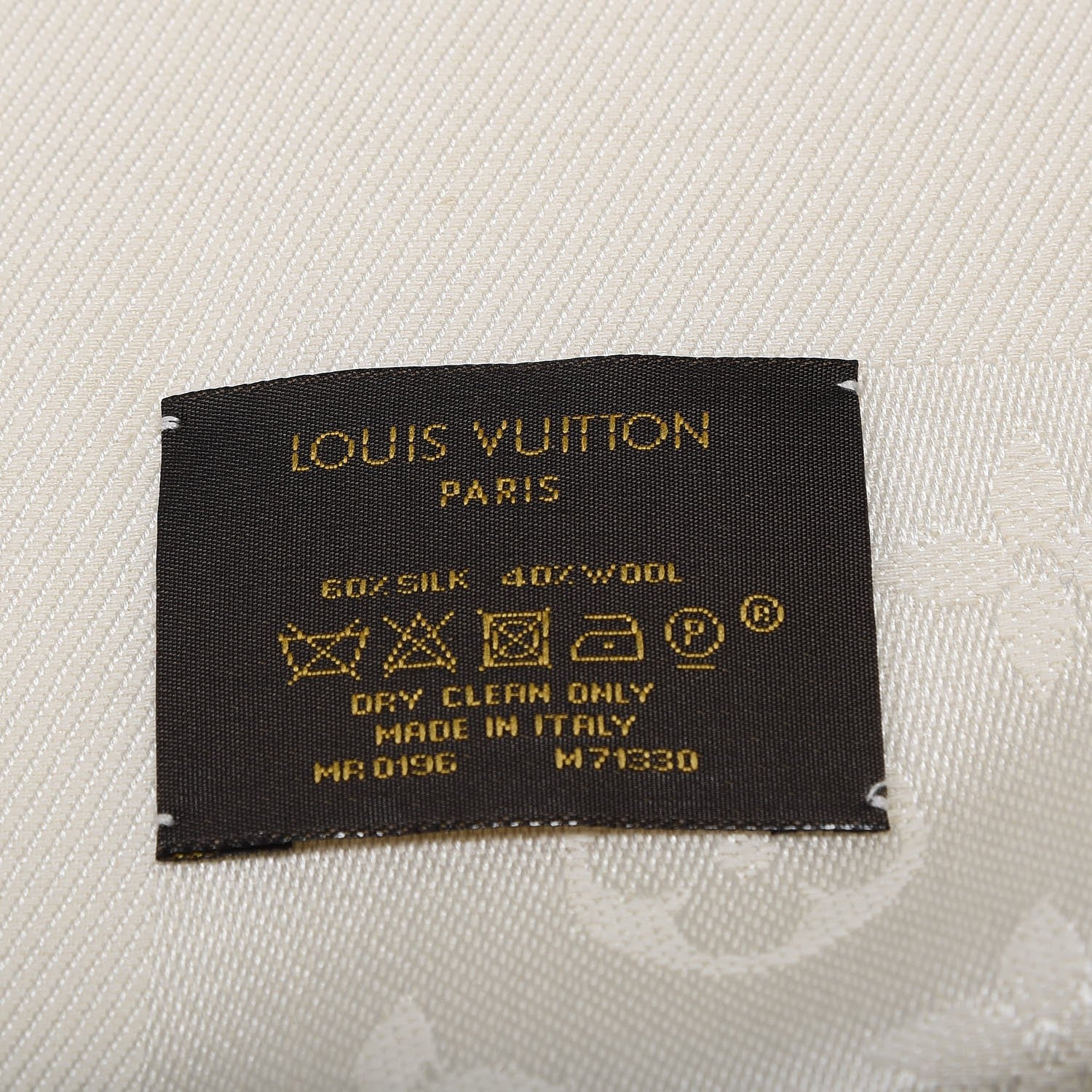 Louis Vuitton Wool Silk Monogram Shawl White 4 of 4