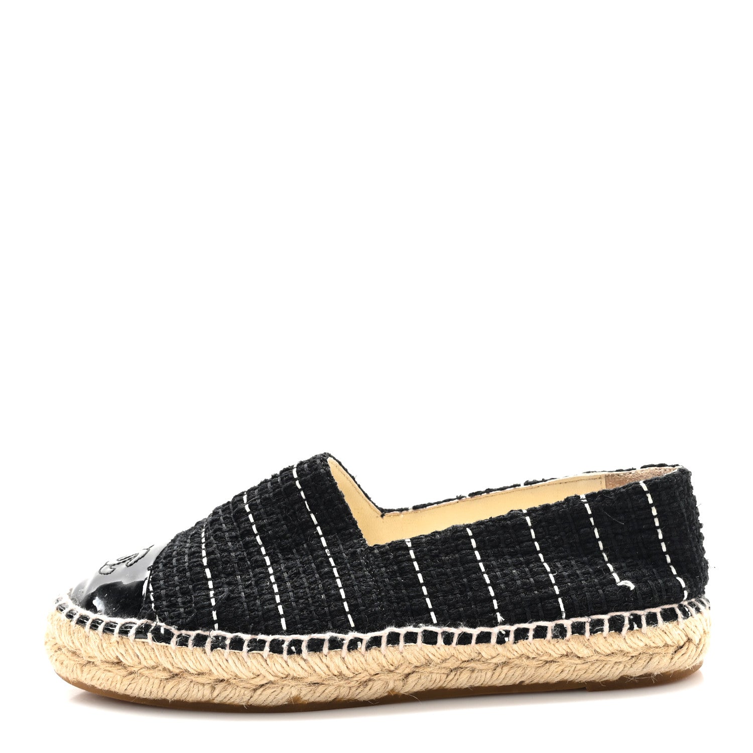 Chanel Tweed Patent CC Espadrilles 36 Black White 1 of 10