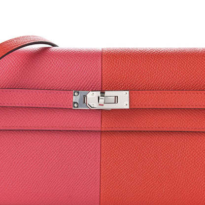 Hermes Epsom Kelly Wallet Casaque To Go Rouge Coeur Rose Extreme Bleu Zanzibar 9 of 10
