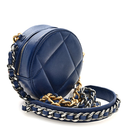 Chanel Lambskin Quilted Chanel 19 Round Clutch With Chain  Navy 3 of 10