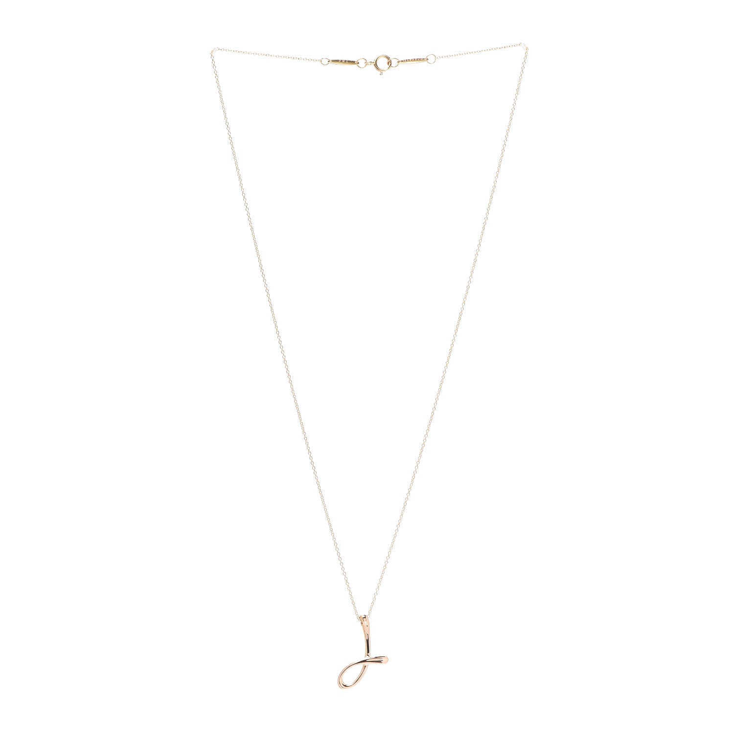 Tiffany 18K Rose Gold Elsa Peretti Letter J Pendant Necklace 3 of 5