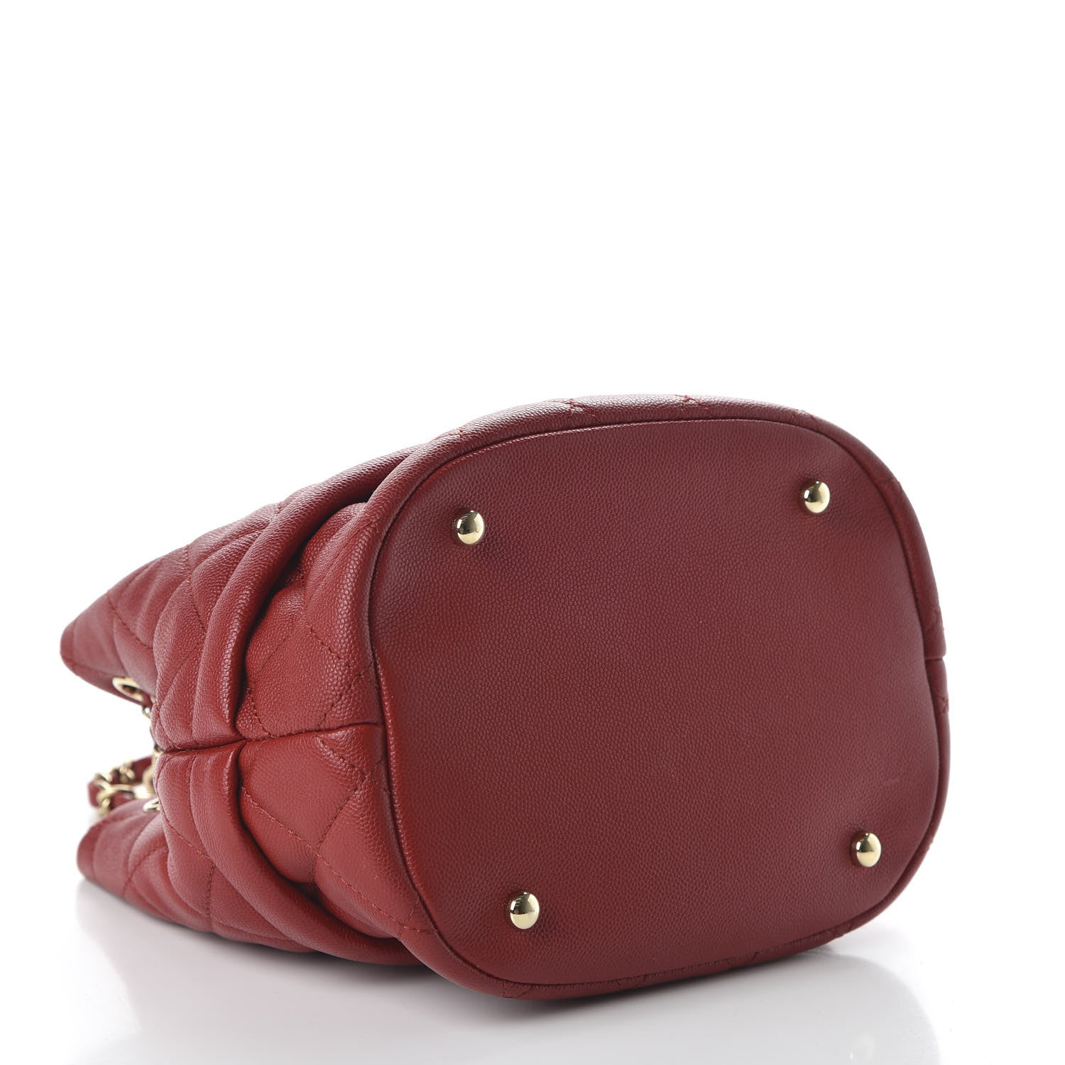 Chanel Caviar Quilted Rolled Up Bucket Drawstring Bag Red 3 of 9