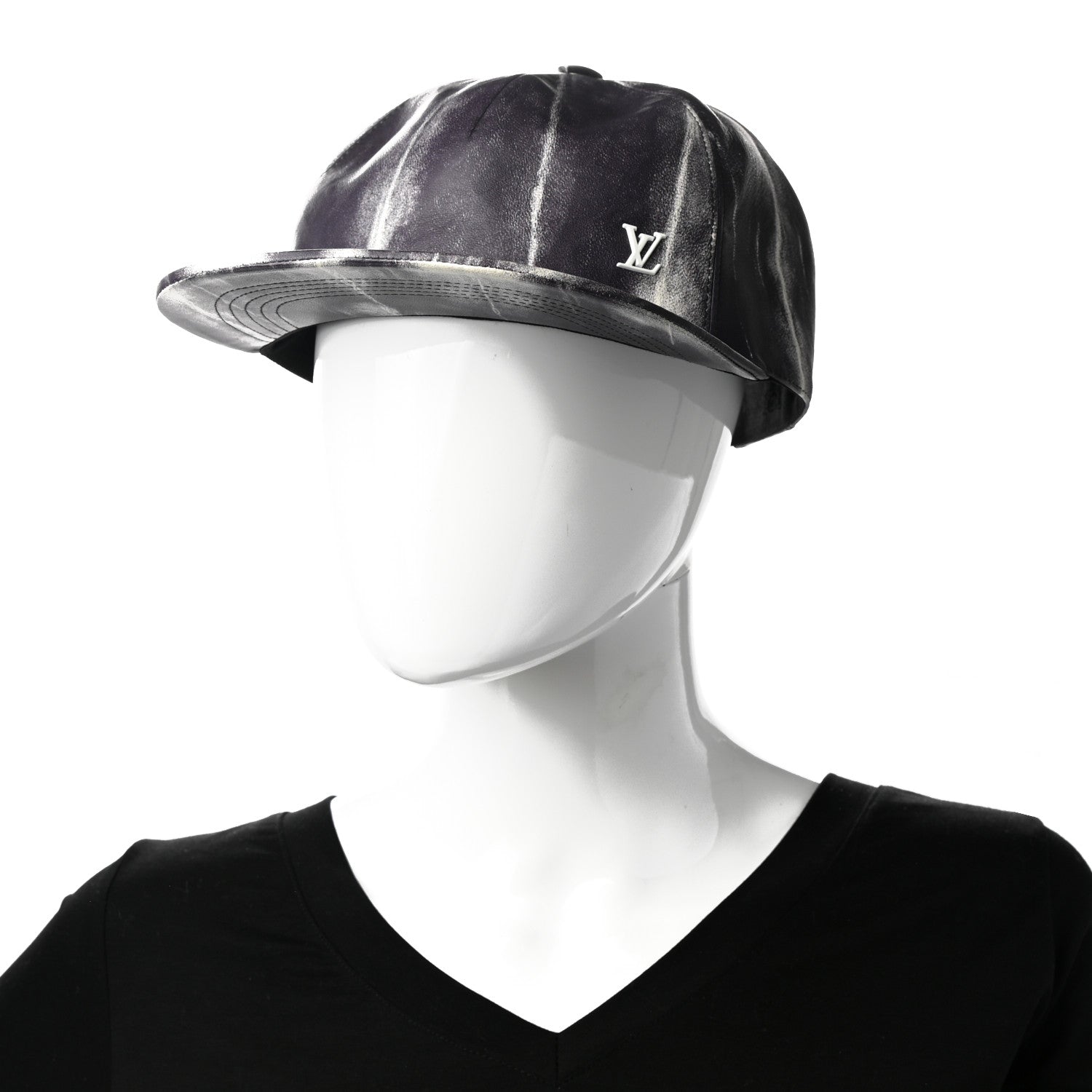 Louis Vuitton Lambskin LV Tie Dye Cap 60 Black White 2 of 8