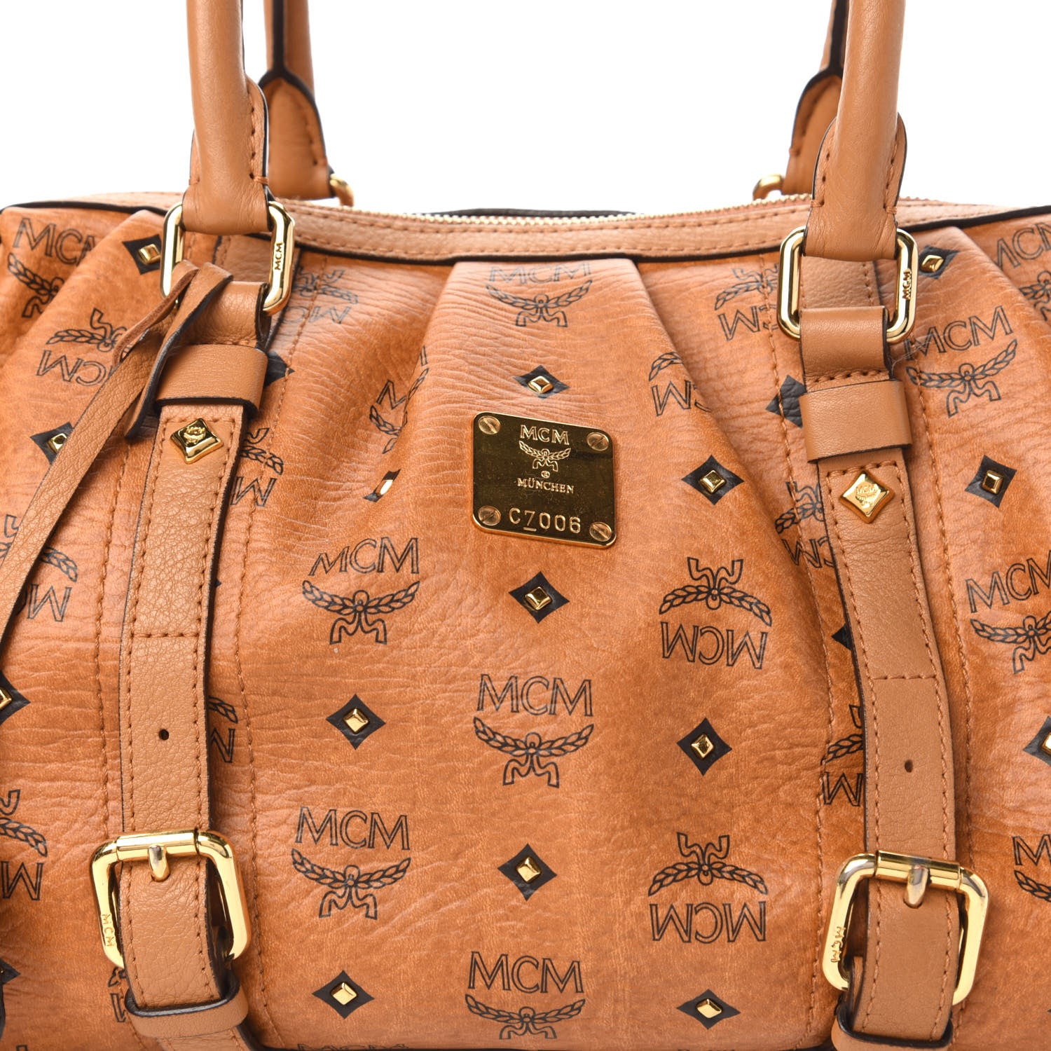 MCM Visetos Medium Essentials Shoulder Bag Cognac 9 of 9