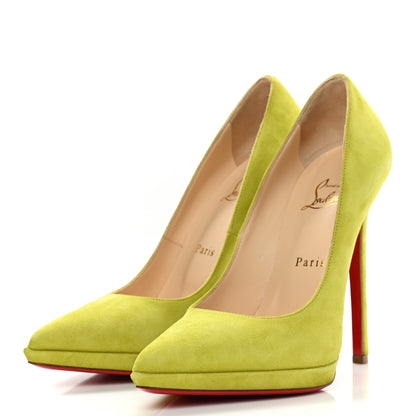 Christian Louboutin Suede Pigalle Plato 120 Pumps 39.5 Chartreuse 3 of 9