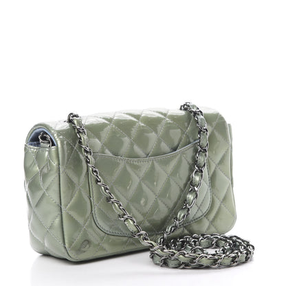 Chanel Patent Calfskin Quilted Mini Rectangular Flap Light Blue 3 of 15