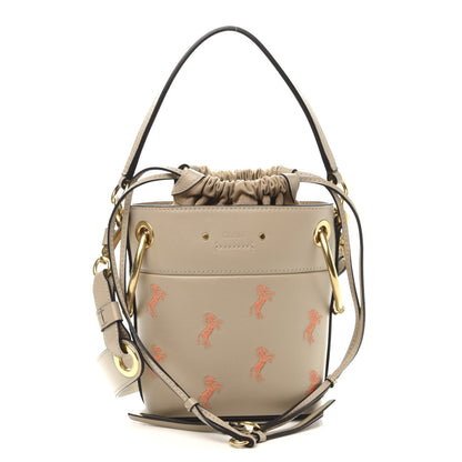 Chloe Smooth Calfskin Little Horses Embroidered Mini Roy Bucket Bag Pastel Grey 1 of 10