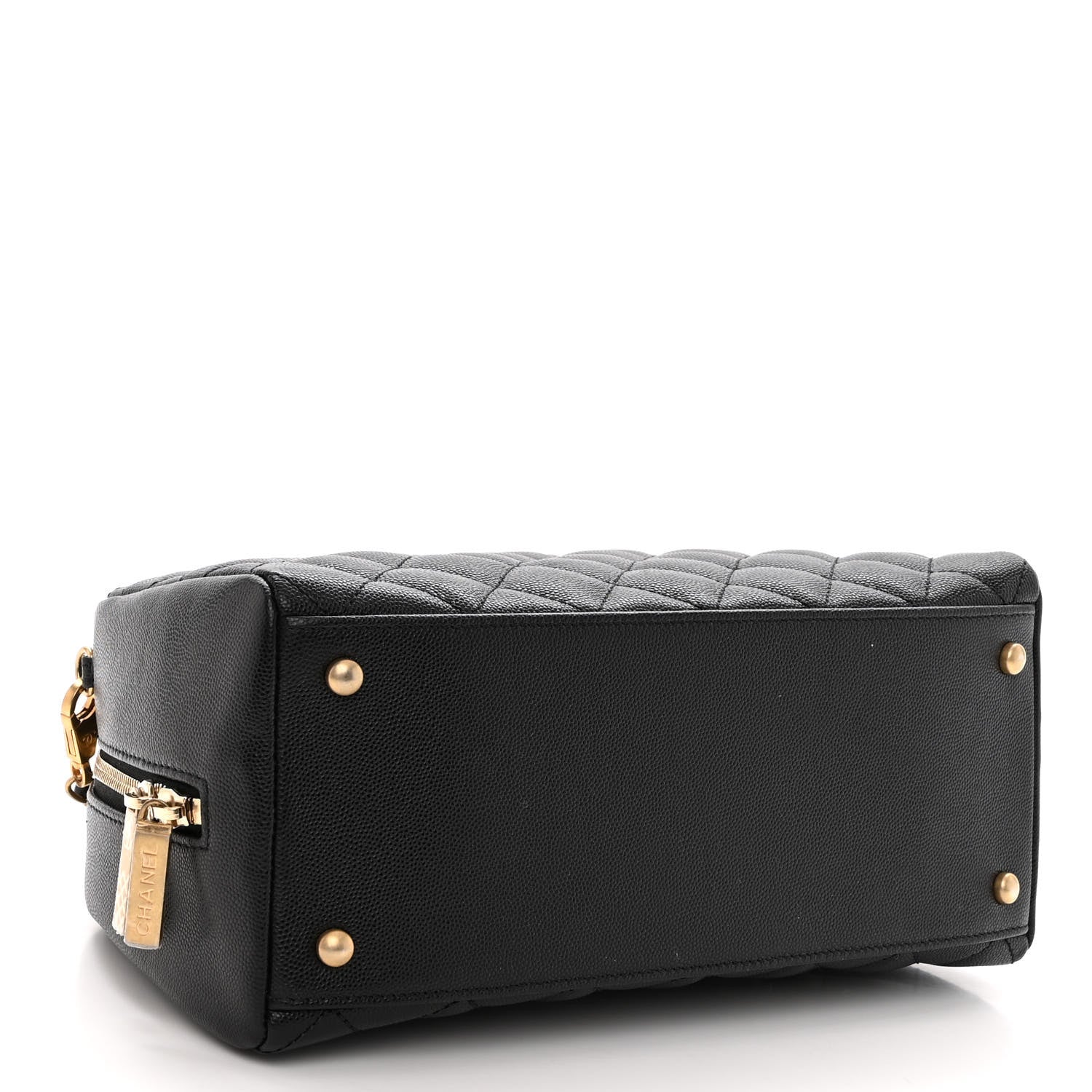 Chanel Caviar Lizard Quilted Coco Handle Bowler Black 4 of 10