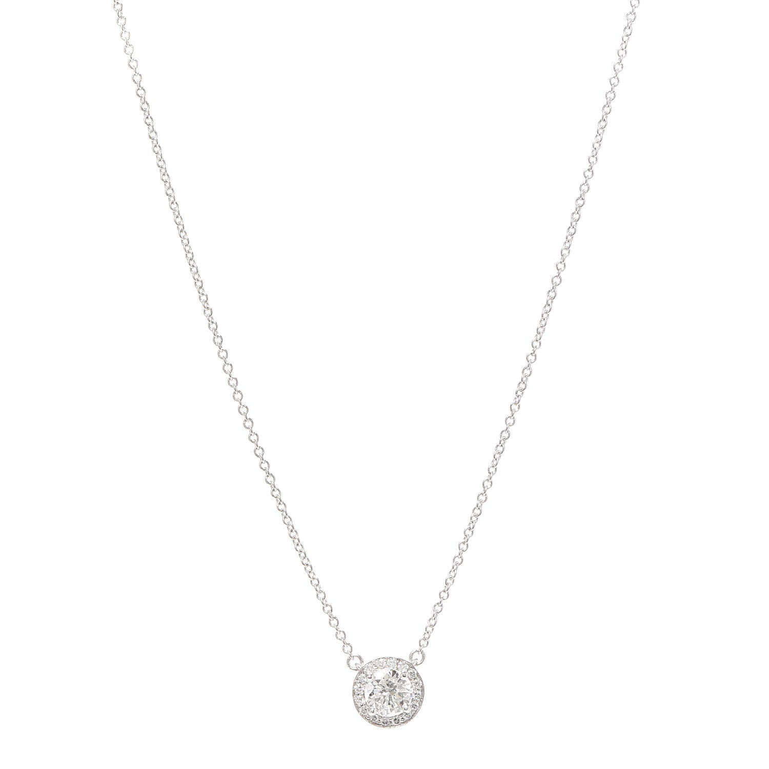 Tiffany Platinum Diamond .43ct Soleste Pendant Necklace 1 of 6