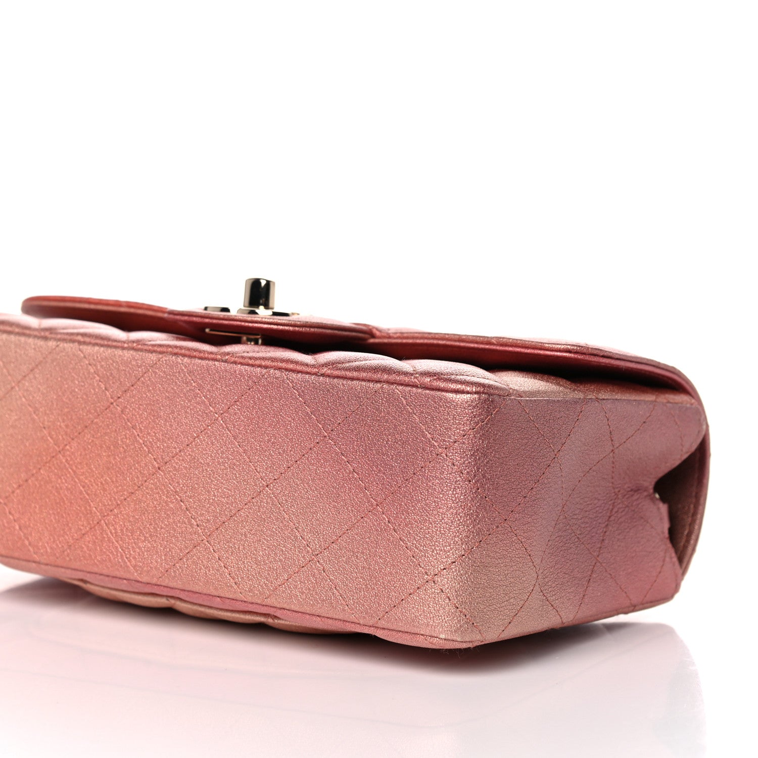 Chanel Metallic Lambskin Quilted Ombre Mini Rectangular Flap Pink 6 of 10