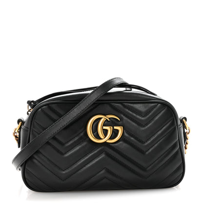 Gucci Calfskin Matelasse Small GG Marmont Chain Shoulder Bag Black 1 of 10