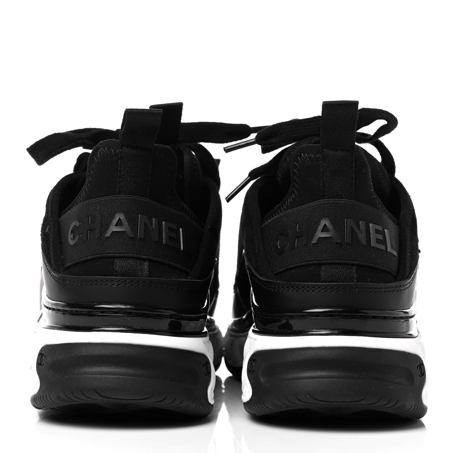 Chanel Velvet Calfskin Mixed Fibers CC Sneakers 37 Black 5 of 8