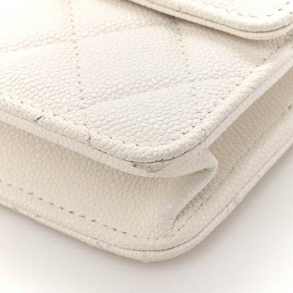 Chanel Caviar Quilted Square Wallet On Chain WOC White 12 of 14