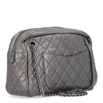 Chanel Metallic Aged Calfskin Quilted Medium Reissue Camera Case Dark Silver 2 of 9
