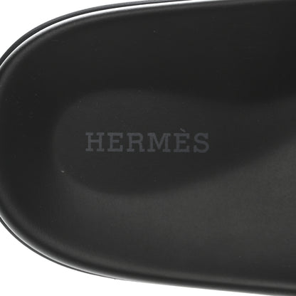 Hermes Canvas Calfskin Mens Chypre Sandals 44 Kaki Black 7 of 8