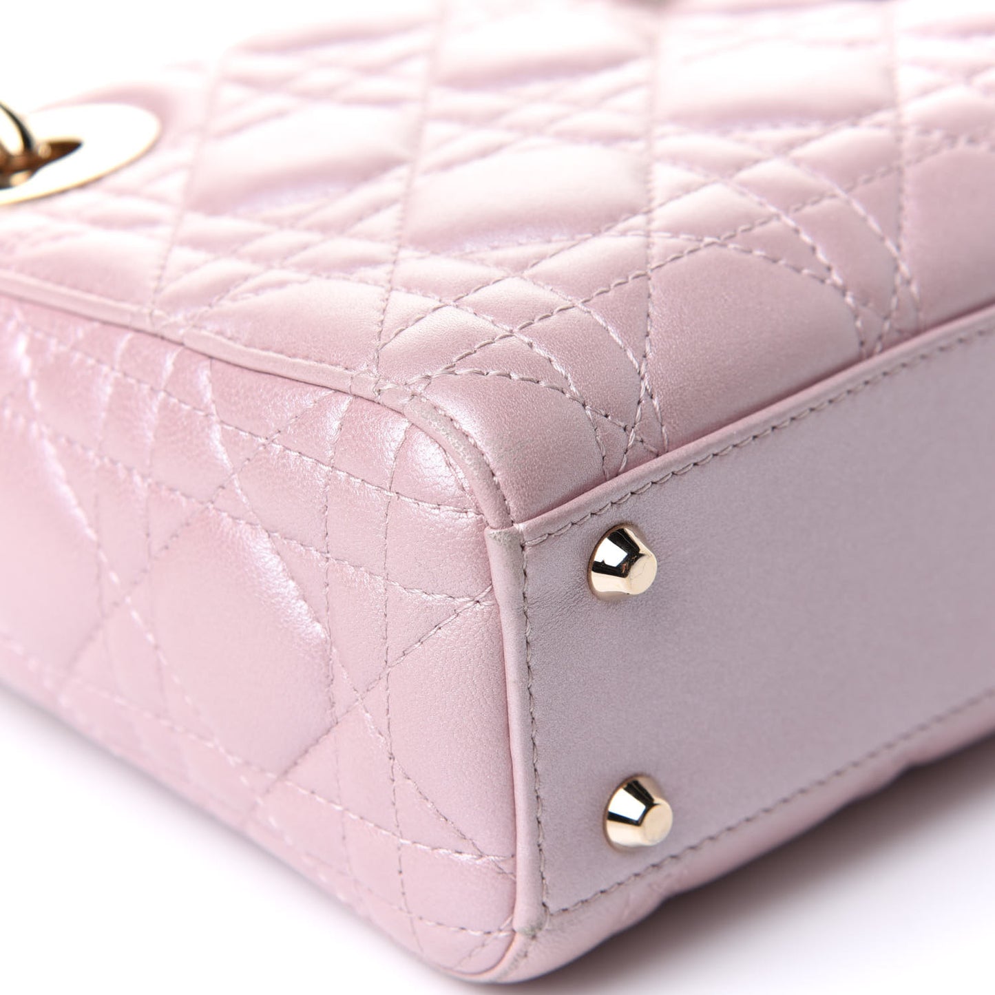 Metallic Lambskin Cannage Mini Lady Dior Lotus