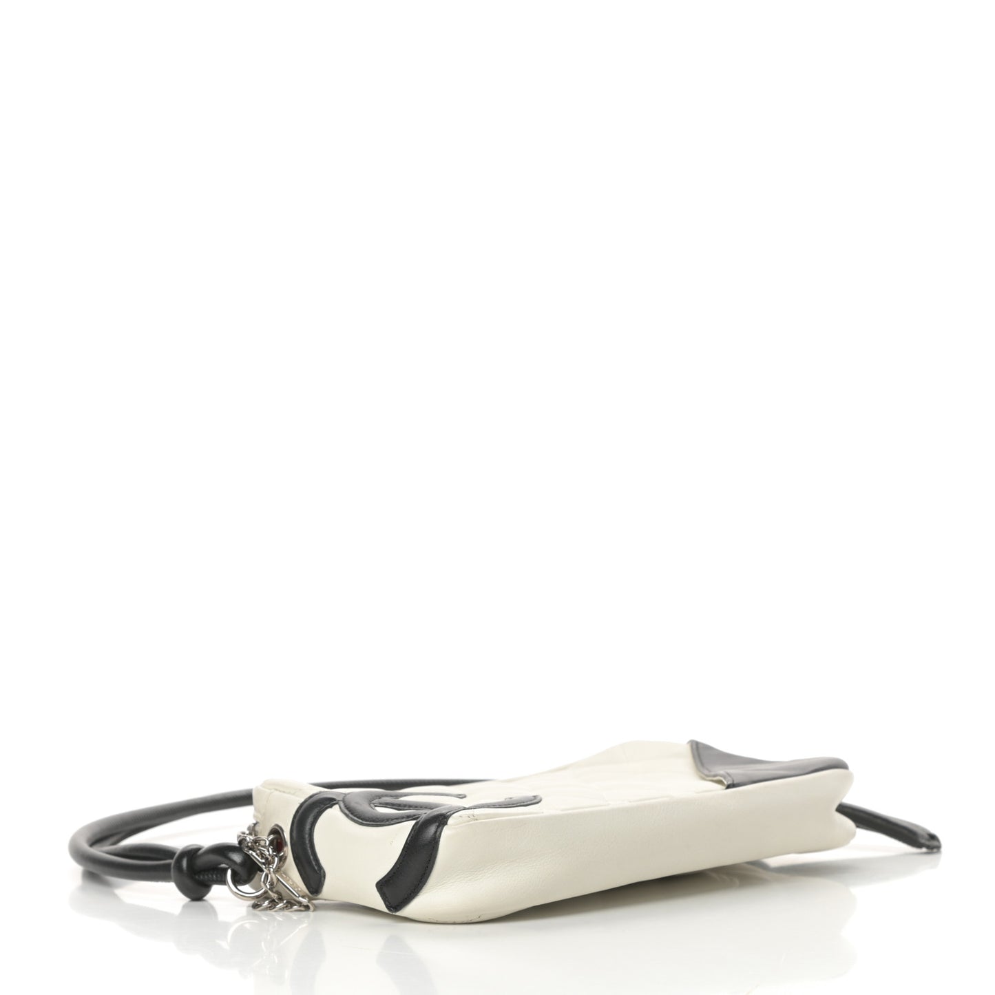 Calfskin Quilted Cambon Pochette White Black