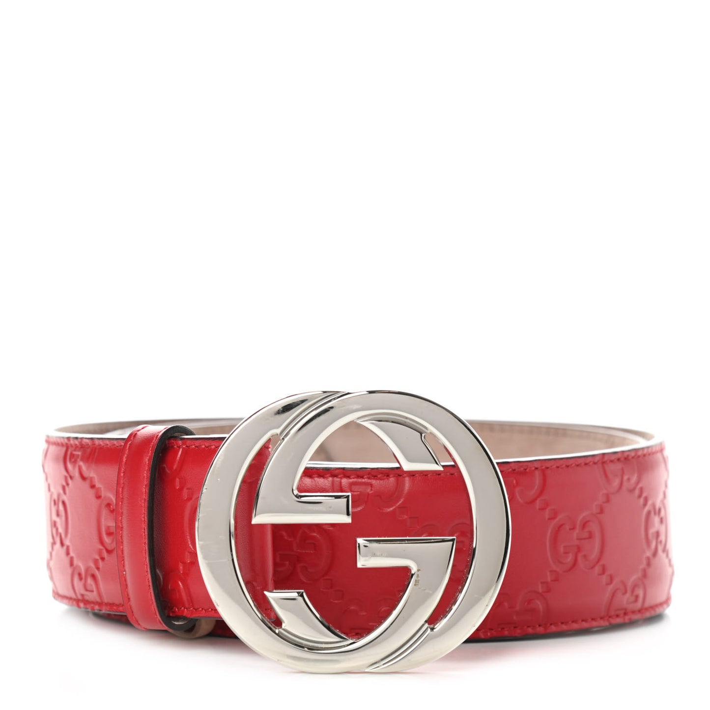 Guccissima Signature Interlocking G 40mm Belt 95 38 Hibiscus Red