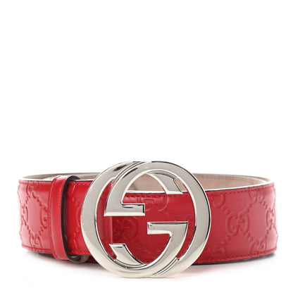Gucci Guccissima Signature Interlocking G 40mm Belt 95 38 Hibiscus Red 1 of 6