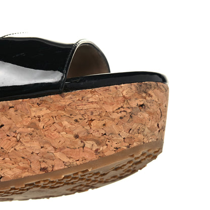 Jimmy Choo Patent Cork Portia 120 Wedge Sandals 39 Black 8 of 12