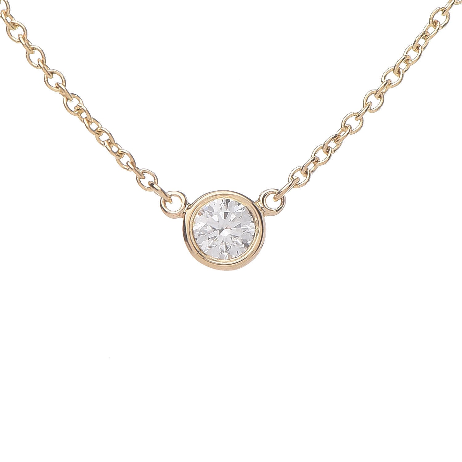 Tiffany 18K Yellow Gold Diamond .14ct Elsa Peretti Diamonds by the Yard Pendant Necklace 4 of 7