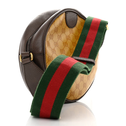 Gucci X ADIDAS Crystal Vintage Monogram Textured Dollar Calfskin Web Trefoil Small Ophidia Round Shoulder Bag Mid Natural Nut Off White New Acero 3 of 13