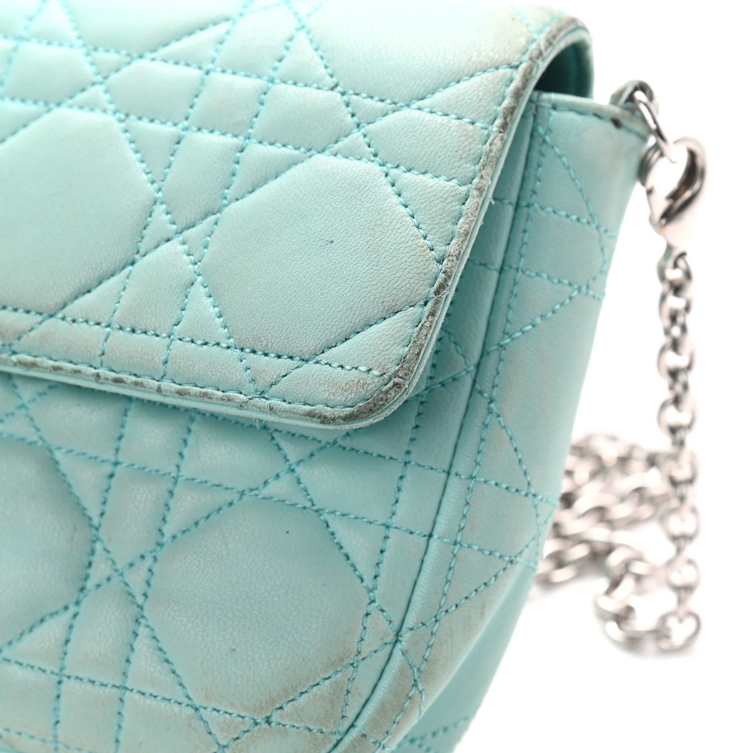 Christian Dior Lambskin Cannage Miss Dior Promenade Pouch Turquoise 7 of 12