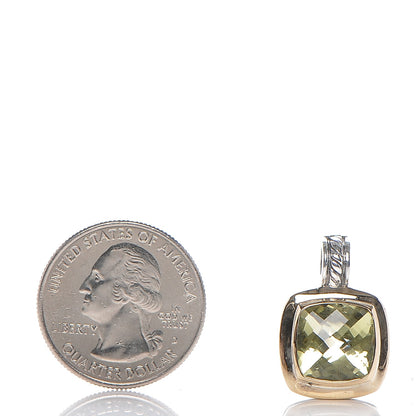 David Yurman Sterling Silver 18K Yellow Gold Lemon Citrine 11mm Albion Enhancer Pendant 2 of 4
