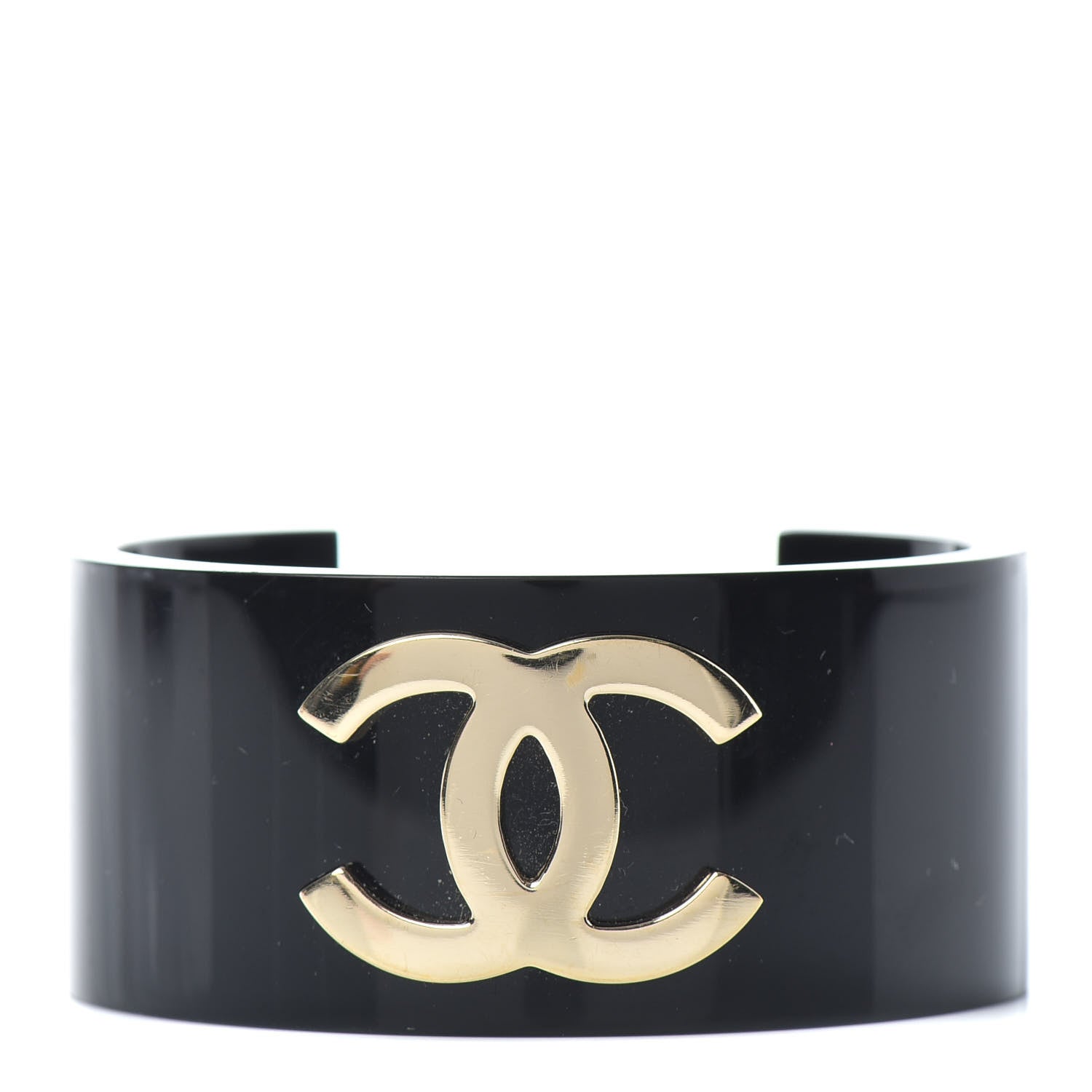 Chanel Resin CC Cuff Gold Black 1 of 4