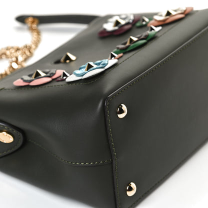 Fendi Vitello Baltico Nappa Flowerland Studded Small Dotcom Click Chain Satchel Verde Prato Multicolor 12 of 12