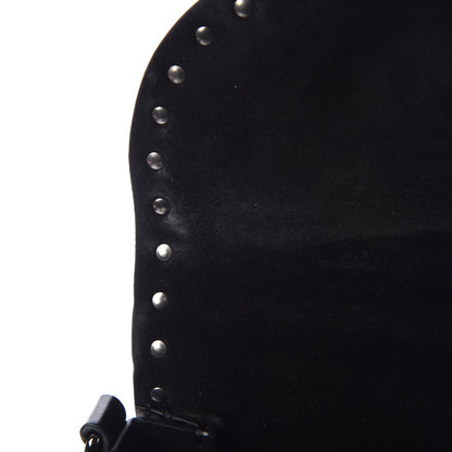 Valentino Garavani Craquele Calfskin Guitar Strap Rockstud Rolling Shoulder Flap Messenger Bag Black 13 of 25