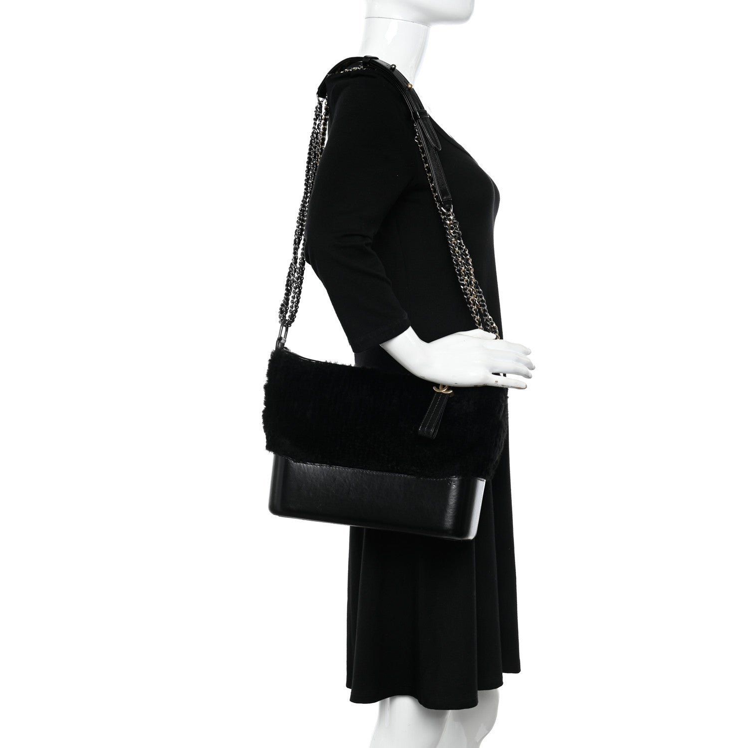 Chanel Shearling Medium Gabrielle Hobo Black 2 of 10