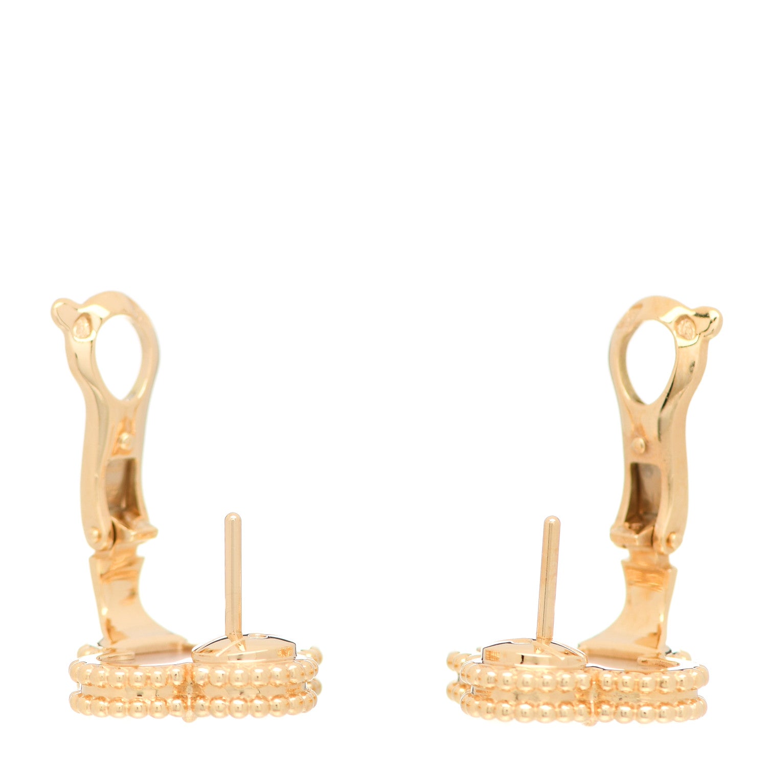 Van Cleef & Arpels 18K Yellow Gold Mother of Pearl Vintage Alhambra Earrings 2 of 6