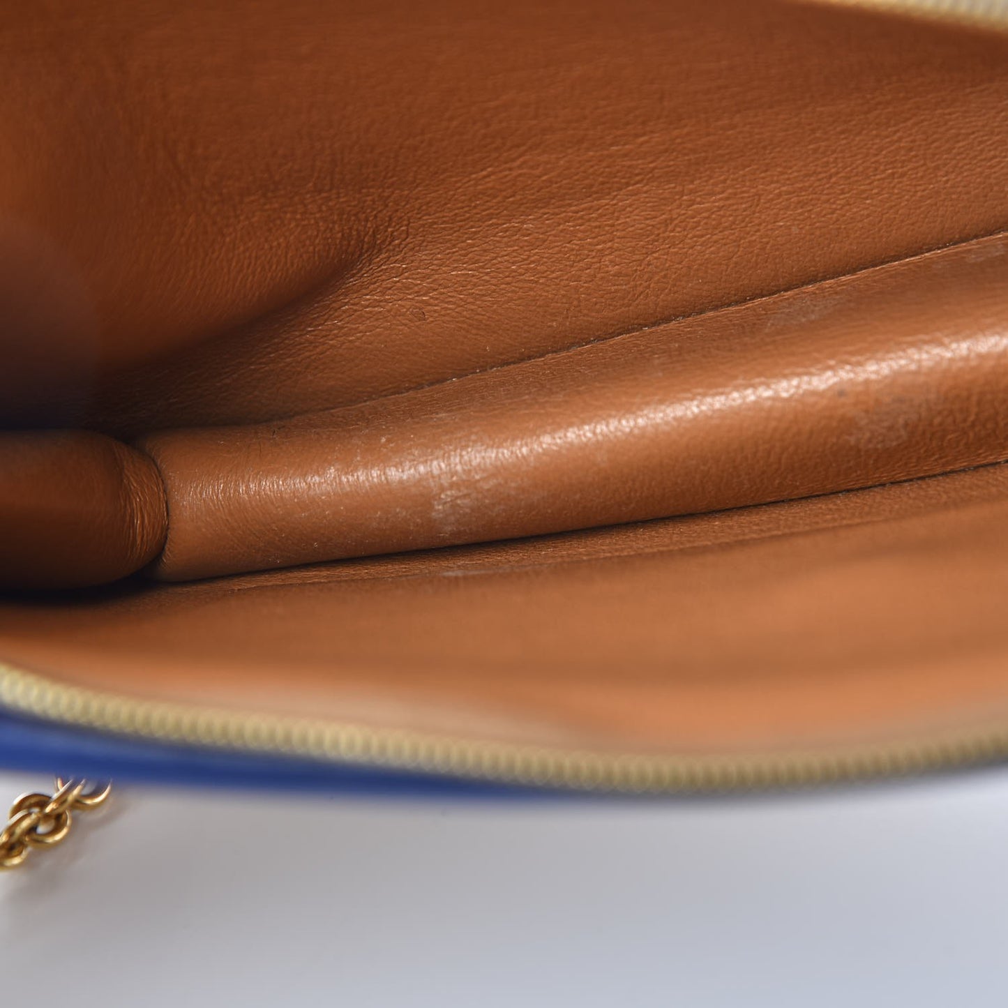 Smooth Calfskin Medium Pocket Clutch On Chain Indigo