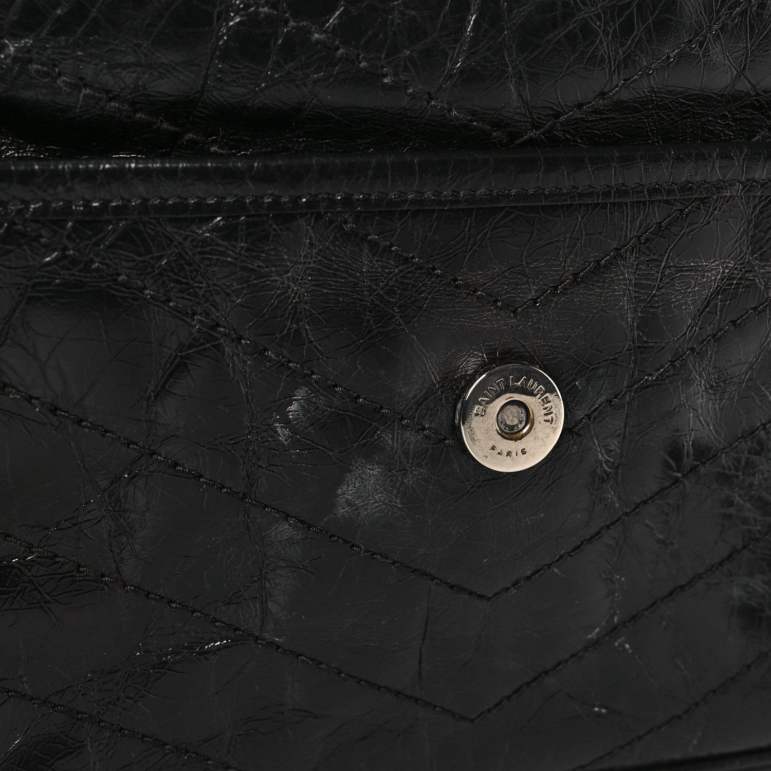Saint Laurent Crinkled Calfskin Matelasse Monogram Medium Niki Chain Satchel Black 10 of 10