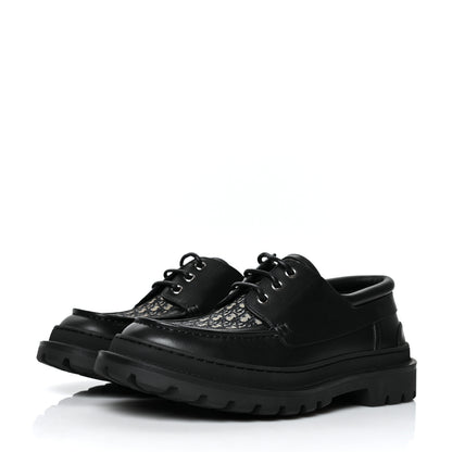 Christian Dior Nubuck Calfskin Oblique Explorer Boat Shoe 40 Black Beige 3 of 8