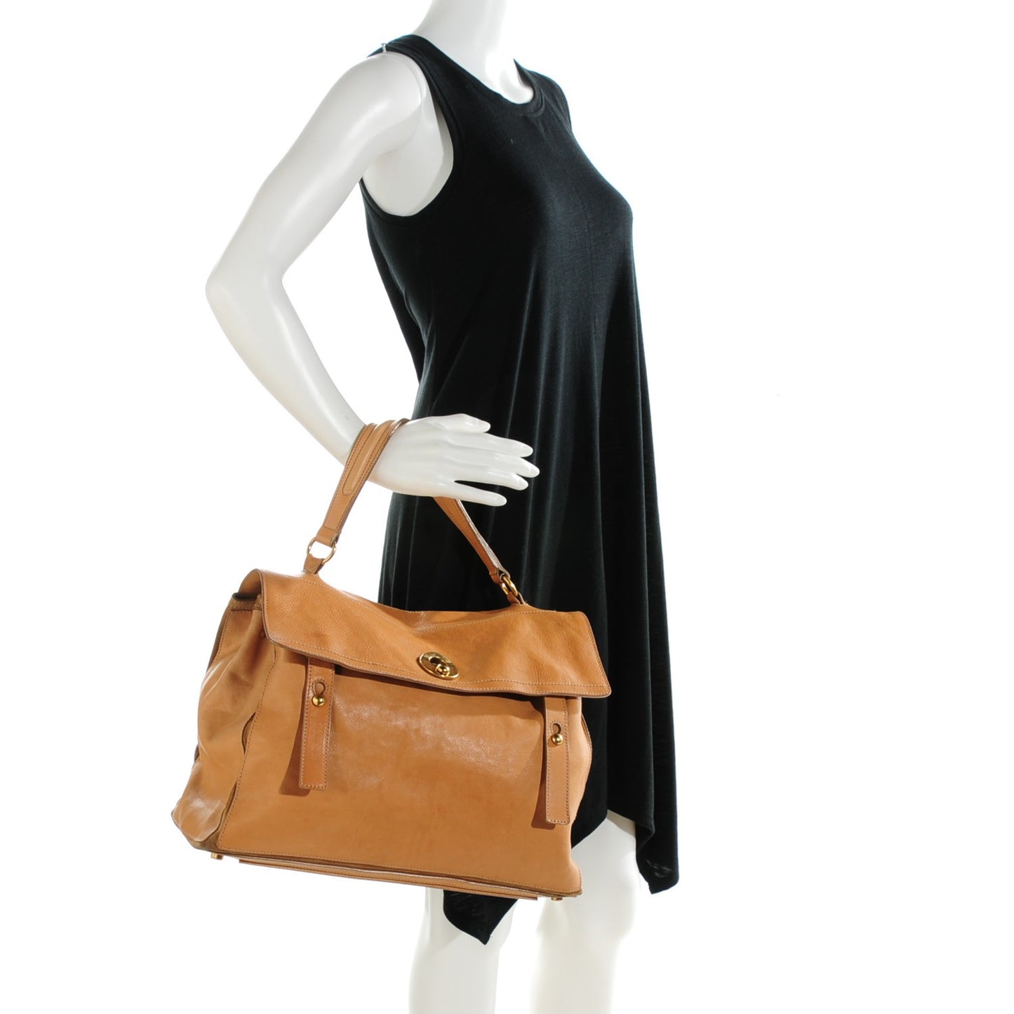 Calfskin Suede Large Muse Two Camel